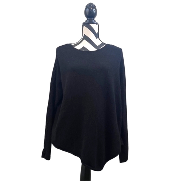Neiman Marcus 100% Cashmere Asymmetric Oversized Sz S Braided Sleeve Sweater - Picture 2 of 13